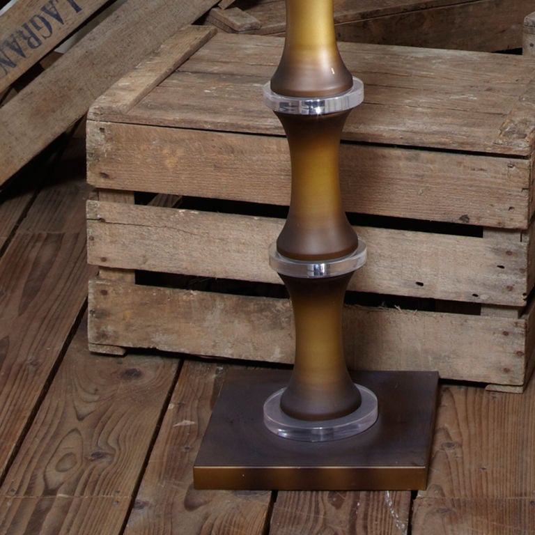 Tall 1970's Bronze Bamboo style Floor Lamp with Lucite inserts