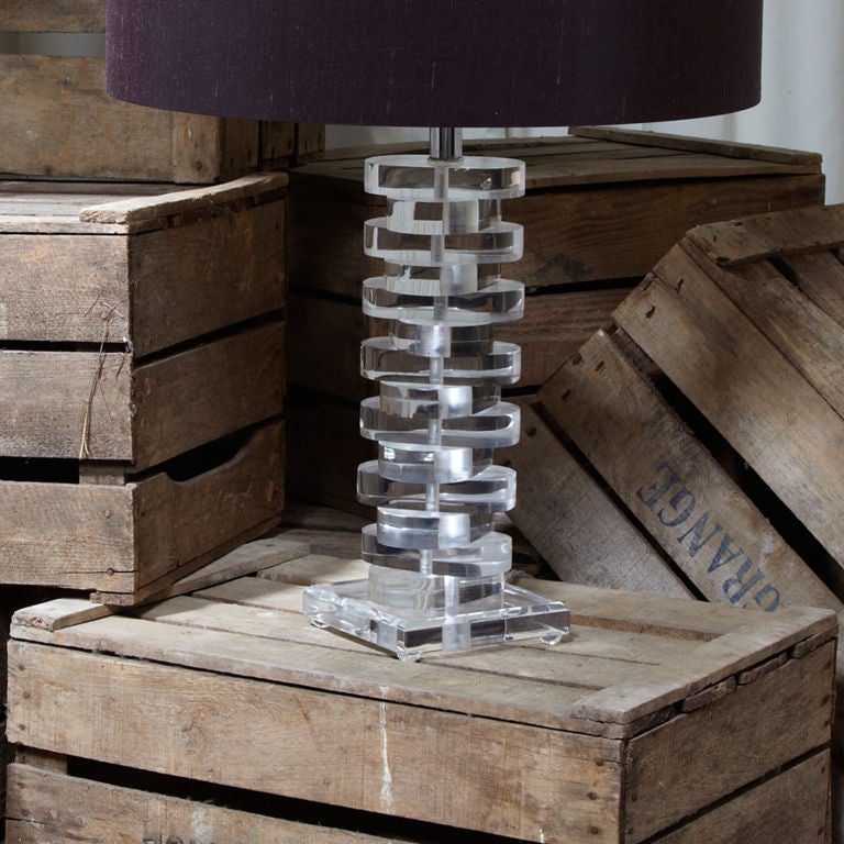 Pair of 1960's American Stacked Lucite Table Lamps