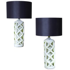 Pair of Large 'Cut out' Italian Ceramic Lamps