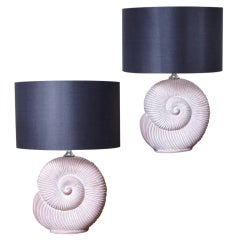 Pair of Unusual 1970's Stone Lamps