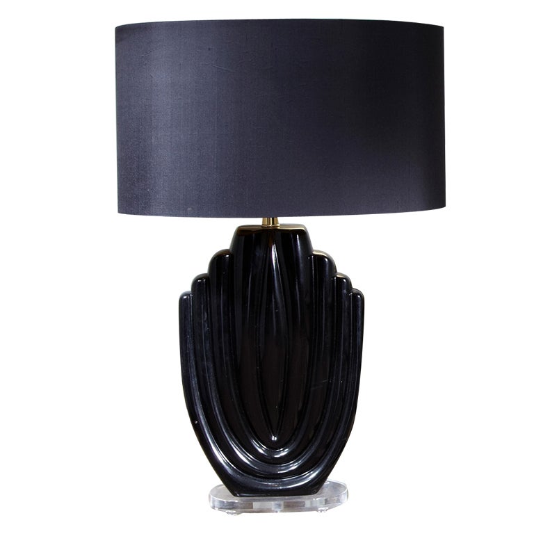 Oversized Black Ceramic Table Lamp
