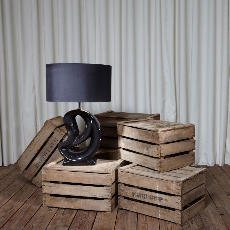 Single Black Ceramic Sculptural Table Lamp