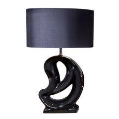 Single Black Ceramic Sculptural Table Lamp