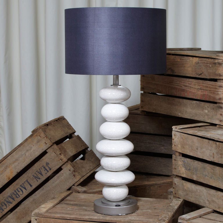 Pair of tall Ceramic Pebble Stacked Lamps