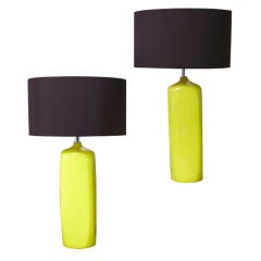 Large Statement Yellow 60's Ceramic Table Lamps
