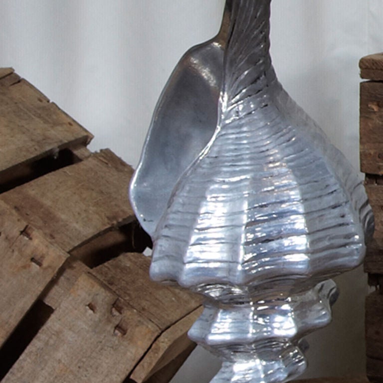 American 60's Polished Aluminium Conch Shell Table Lamp For Sale