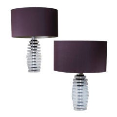 Pair of Stunning Lucite Beehive Lamps