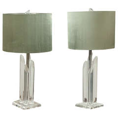 A Pair of Lucite Elephant Tusk Lamps
