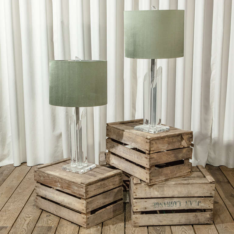 A Pair of Lucite Elephant Tusk Lamps