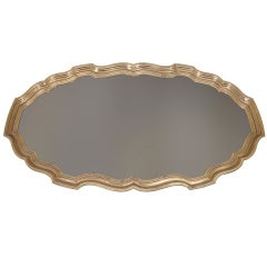 Oversized Glass and Brass Tray by Baker