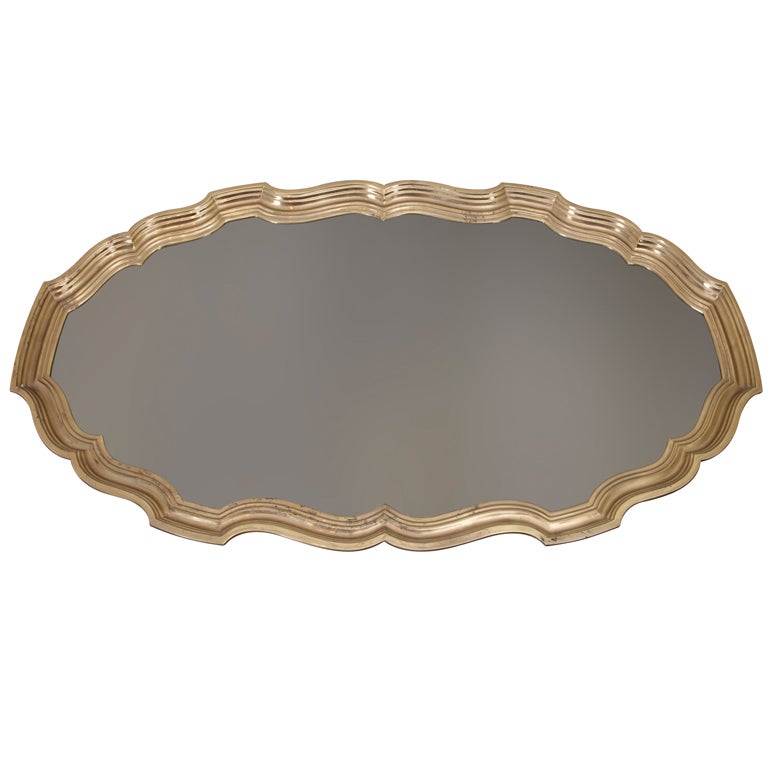 Oversized Glass and Brass Tray by Baker For Sale