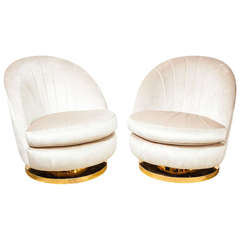 Pair of High Backed Milo Baughman Lounge Chairs