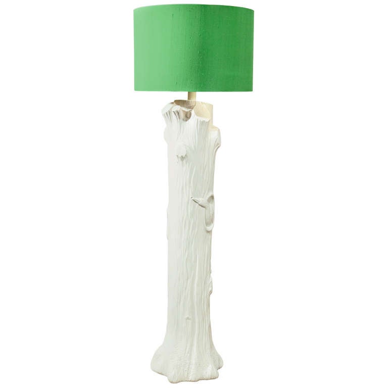 A White Ceramic Tree Trunk Floor Lamp