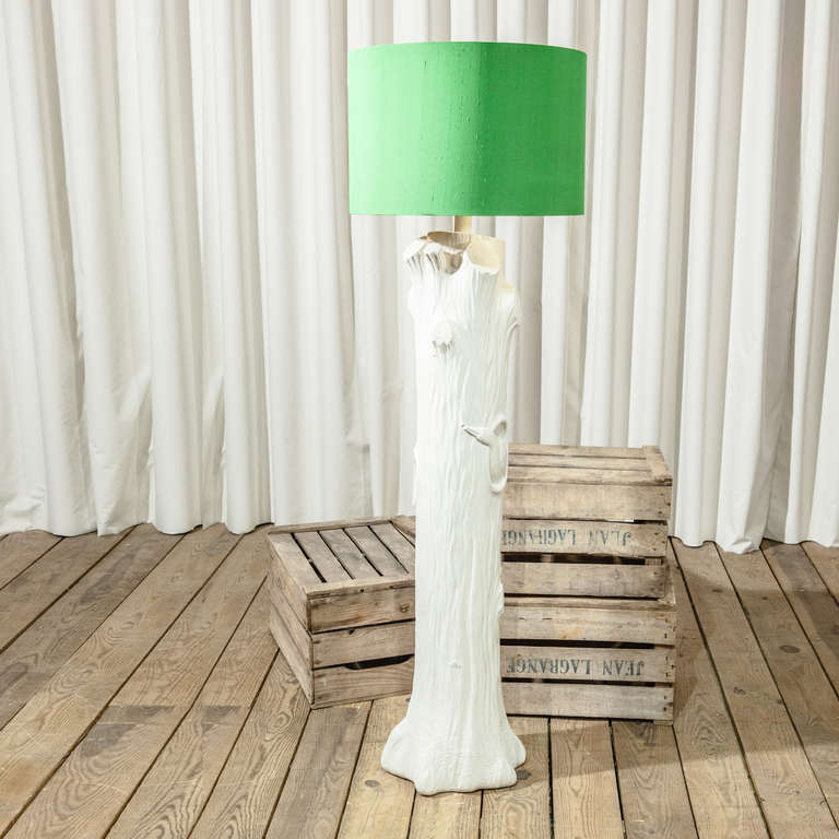 A White Ceramic Tree Trunk Floor Lamp with bird detail
( Shade sold separately - can be custom made to order)