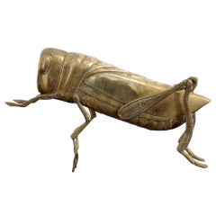 Vintage Brass Cricket Sculpture