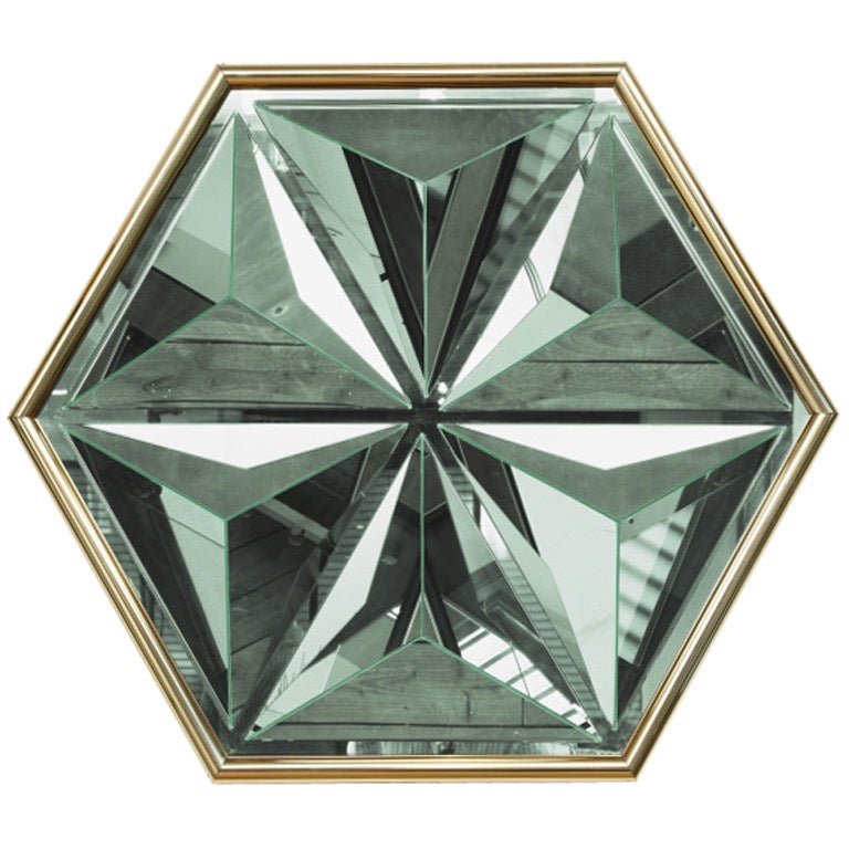 1970's Multi Faceted Silver Mirror Wall Sculpture at 1stdibs