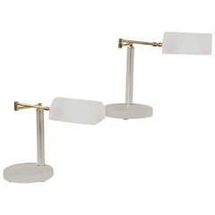 Pair of Frosted Lucite Desk Lamps