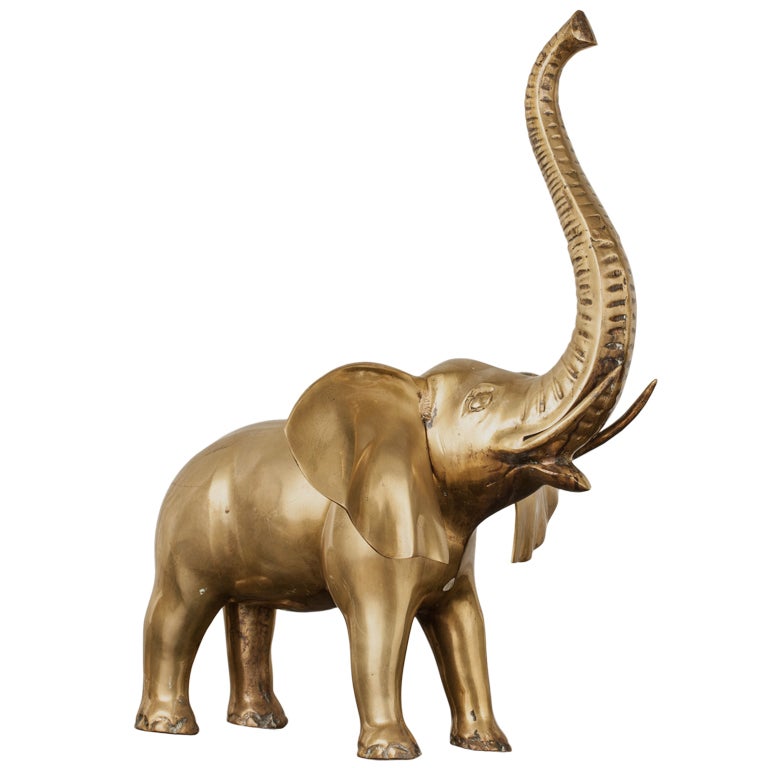 Large Beautiful Brass Elephant Sculpture For Sale