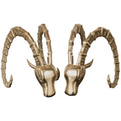 Fabulous Pair of Miniature Rams Head Table Sculptures