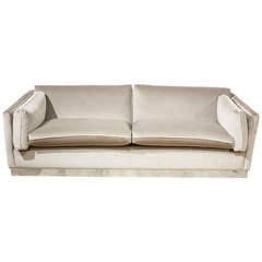 Stunning Upholstered Three Seater Sofa with Chrome Plinth