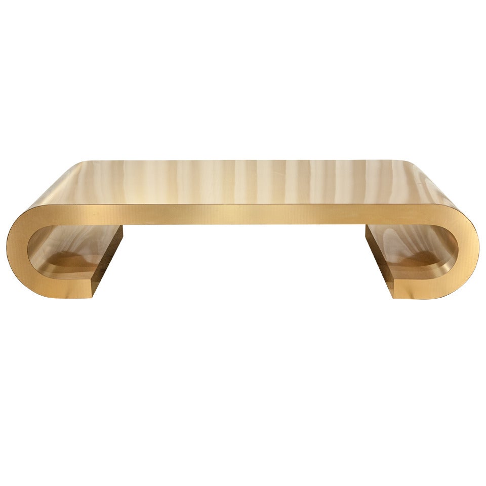 A Bronze Laminated Waterfall Coffee Table For Sale