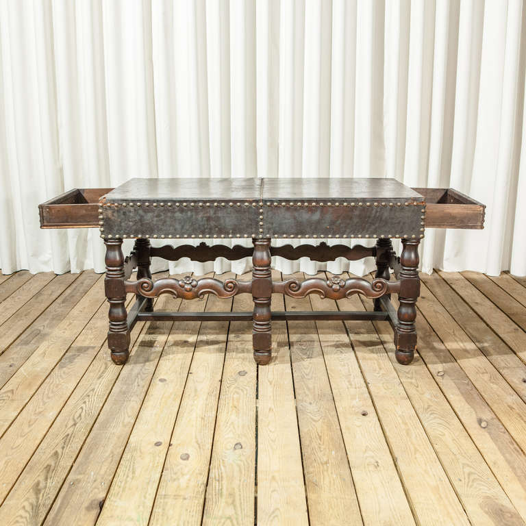 American Stunning Leather Writing Table For Sale