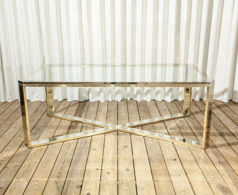 Stunning Brass, Chrome and Glass  Dining Table by Romeo Rega In Good Condition For Sale In Finchley, London