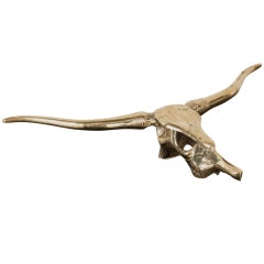 Brass Longhorn Skull Wall Sculpture