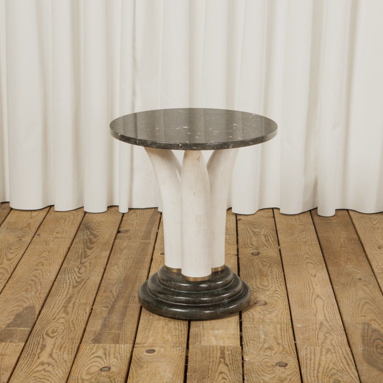 A Maitland Smith Tusk Side Table in Tessalated Stone and Marble