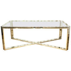 Stunning Brass, Chrome and Glass  Dining Table by Romeo Rega