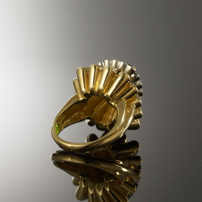 Women's Stunning Yellow Gold, Diamond and Tourmaline Ring For Sale
