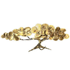 A Brass and Metal Abstract Tree Wall Sculpture signed Curtis Jere