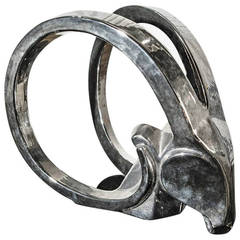 Ceramic Chrome Plated Sculptural Ram's Head