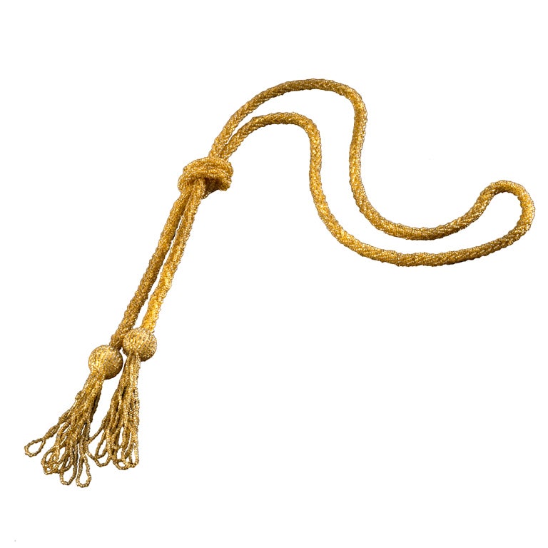 Gold Beaded Knot Sautoir Necklace For Sale
