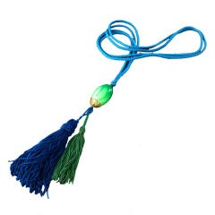 Green Glass Tassle Necklace