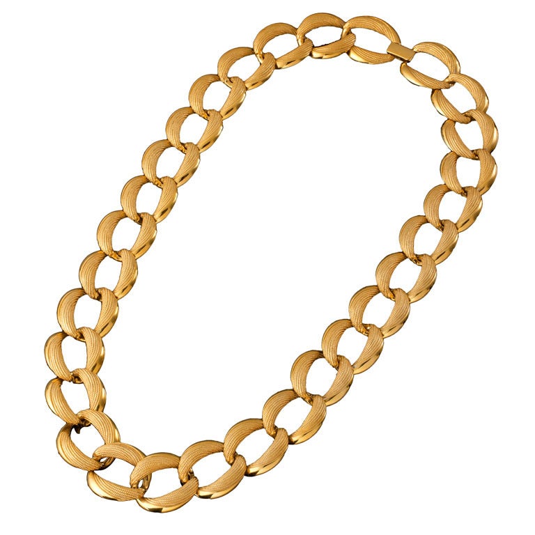 Napier 80's Large Gold Link Necklace For Sale