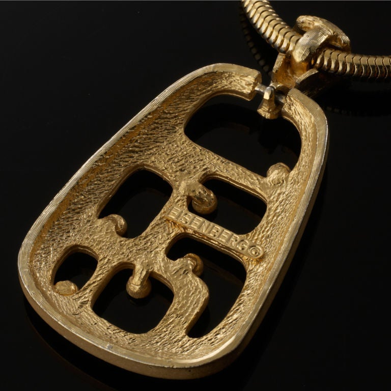 Signed Eisenberg Block Pendant Necklace In Excellent Condition For Sale In London, GB