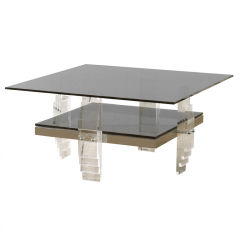 Chrome and Lucite Double Tiered Coffee Table