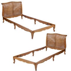 Antique Louis XV Style Pair of Walnut Twin Beds