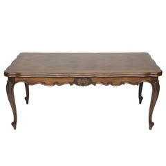 French Walnut Dining Table with Parquetry Top