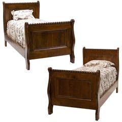 Vintage Pair of Cherry Twin Beds Bench-made in Tennessee
