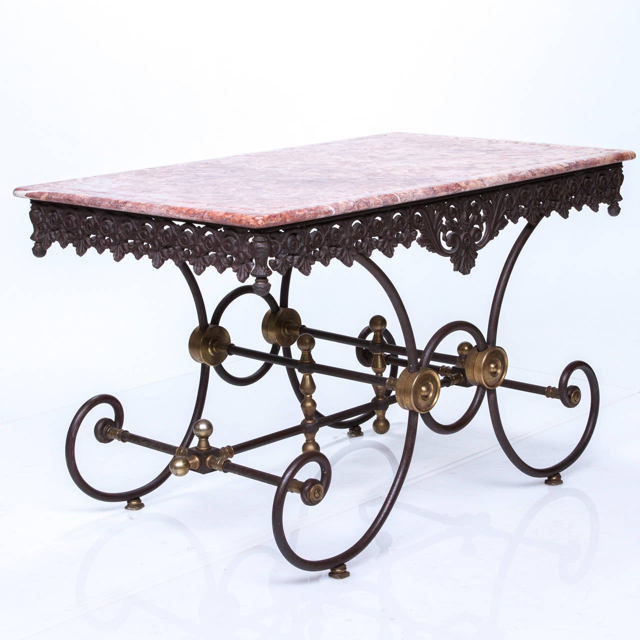 Early 20th Century French Iron and Marble Pastry Table