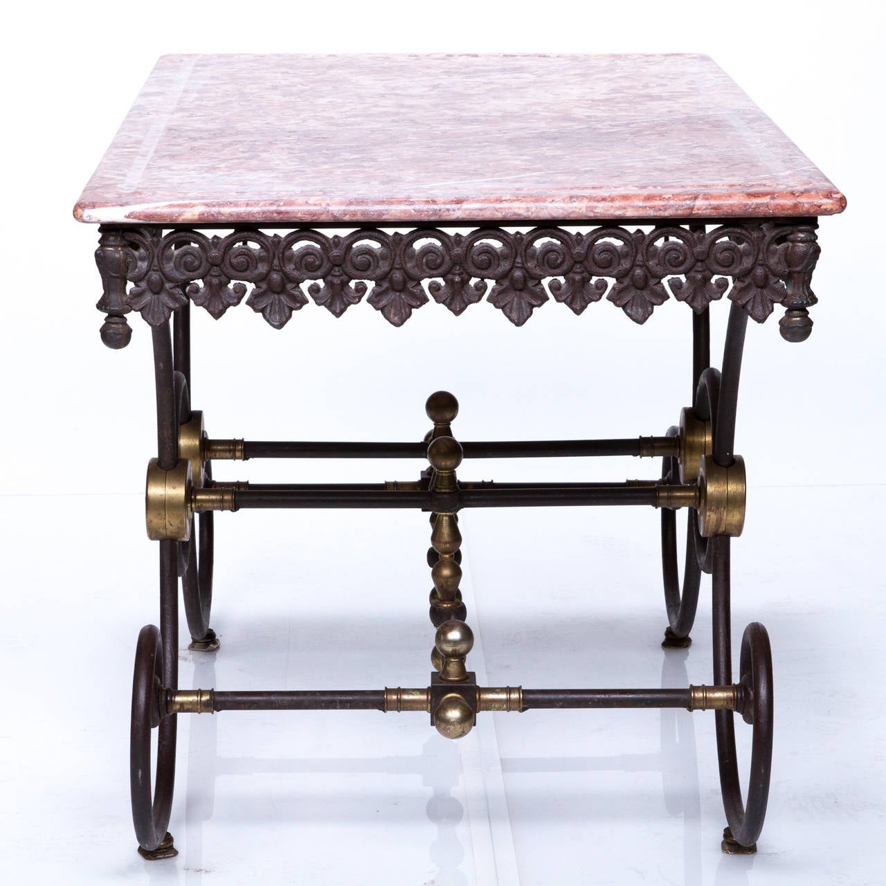French Iron and Marble Pastry Table 1