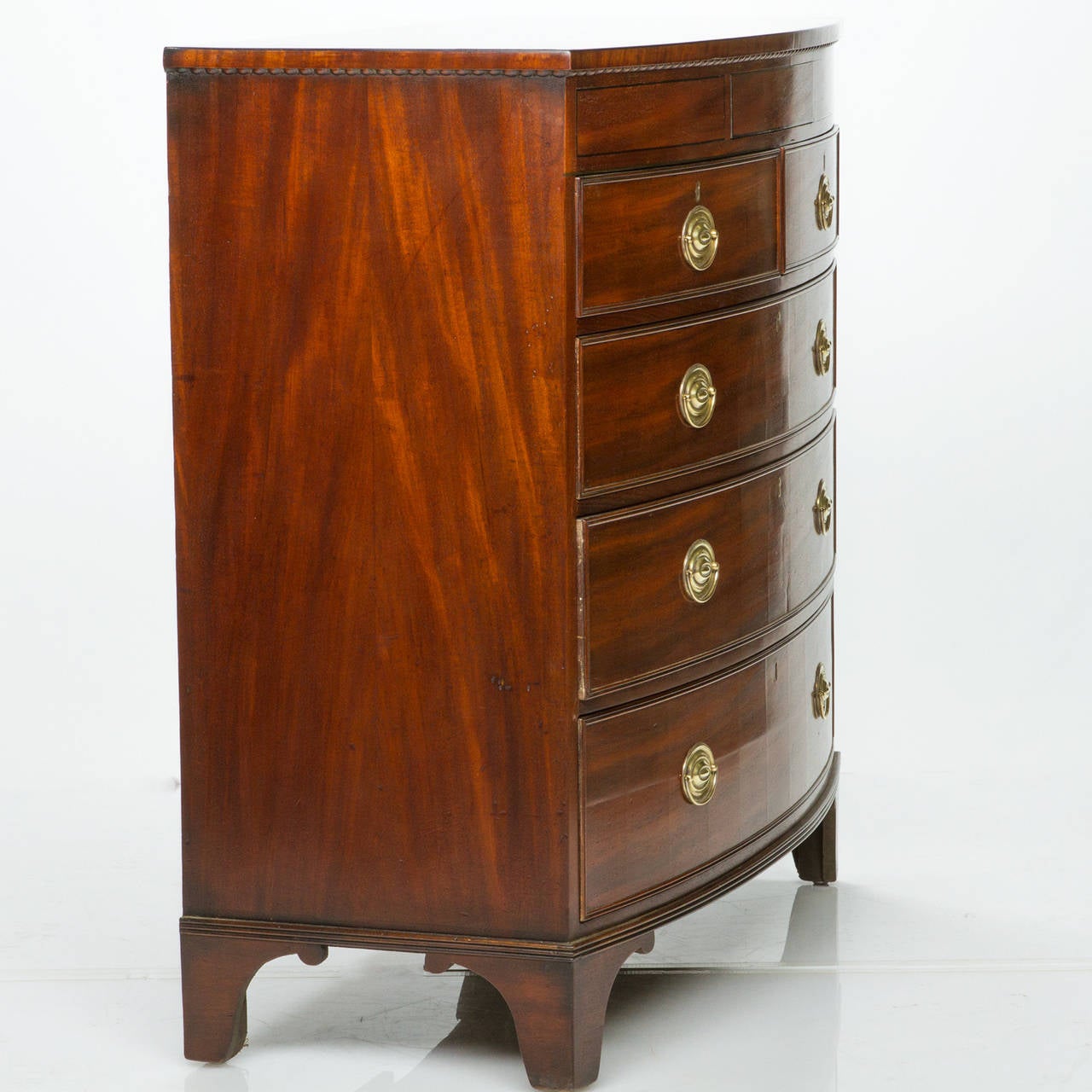 19th C. English Bow-Front Chest with Hidden Drawer