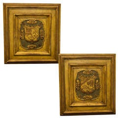 Late 19th Century Pair of Framed Panels with Coat of Arms