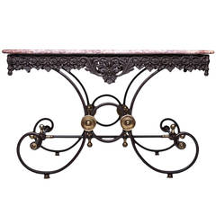 Antique French Iron and Marble Pastry Table