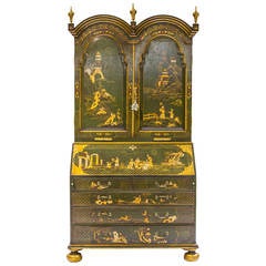 19th Century Queen Anne Chinoiserie Lacquered Secretaire