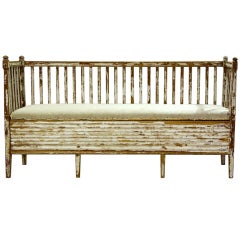 Swedish Pine Settee With Painted Finish