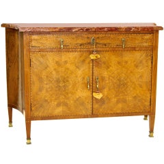 19th Century French Style Marble top Credenza Cabinet 