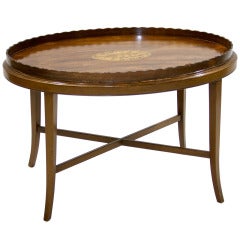 19th Century English Tray On Stand with Inlay 19th Century English Tray On Stand with Inlay